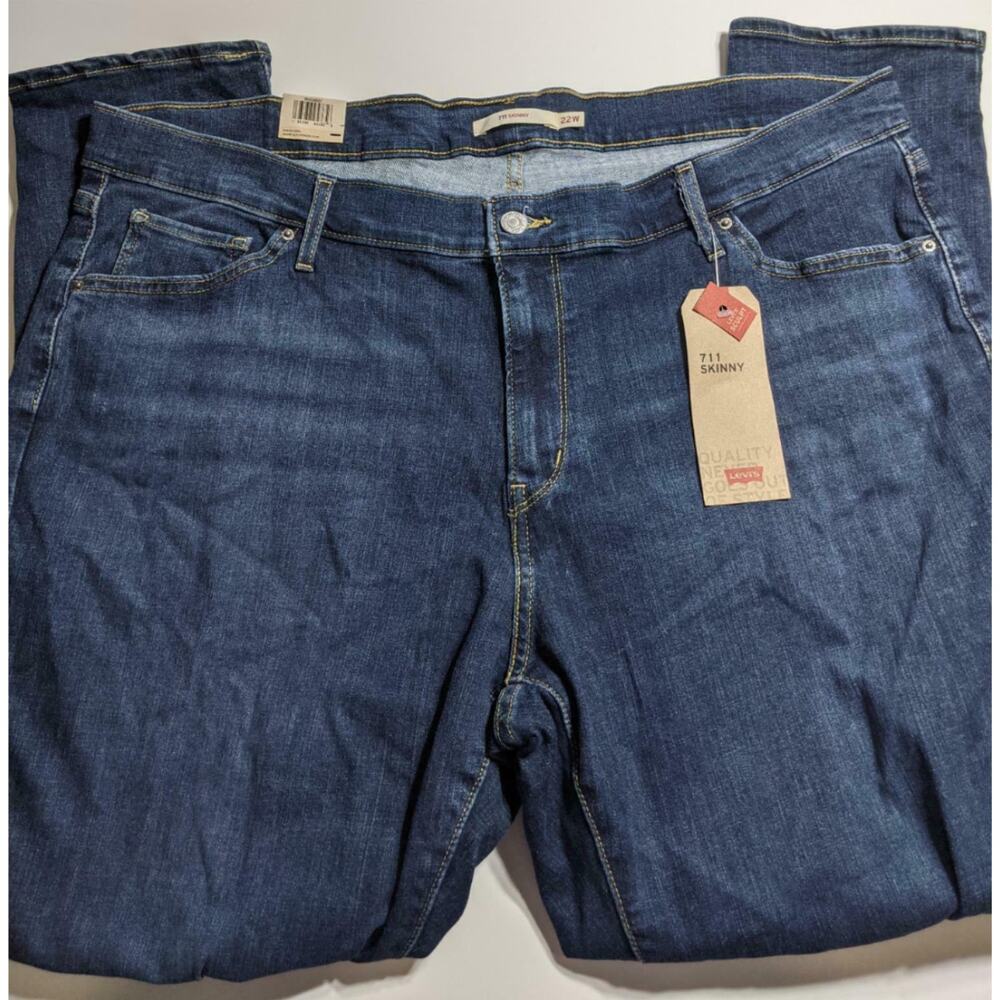 Levi's Jeans 711 Outta Time Distressed Maui Breeze 22W Skinny Denim Casual Rip - Picture 6 of 9